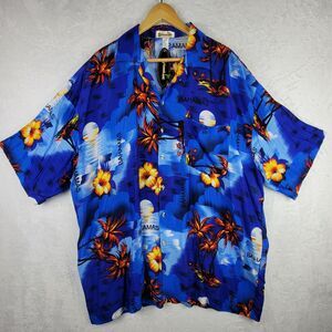Bahamas Short Sleeve Button Up Men 4XL Blue Tropical Shirt Jamaica  Cruise